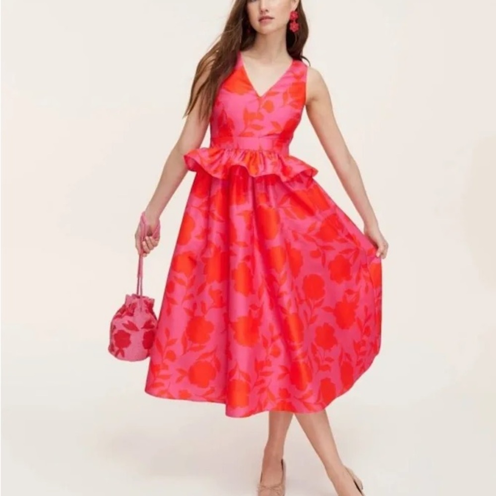 Kate Spade Pink and Red Floral Midi Dress